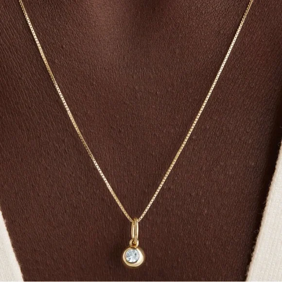 Mejuri 14k Yellow Gold/Aquamarine March Birthstone Sphere Charm - Picture 10 of 11